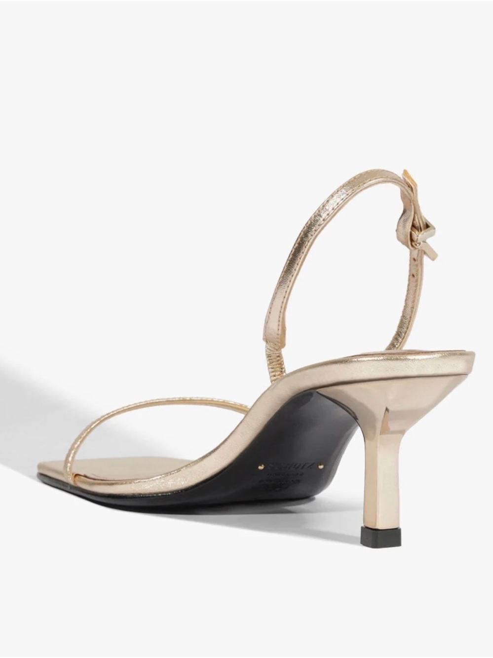 SCHUTZ Metallic Gold Minimalist Slingback Heels - Picture 3 of 3